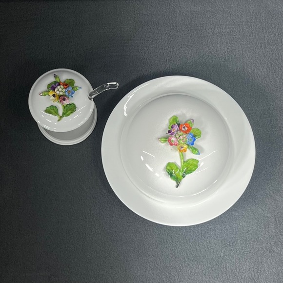 Crown Staffordshire England Fine Bone China Floral Soup Set Ladle Bowl - Picture 1 of 16